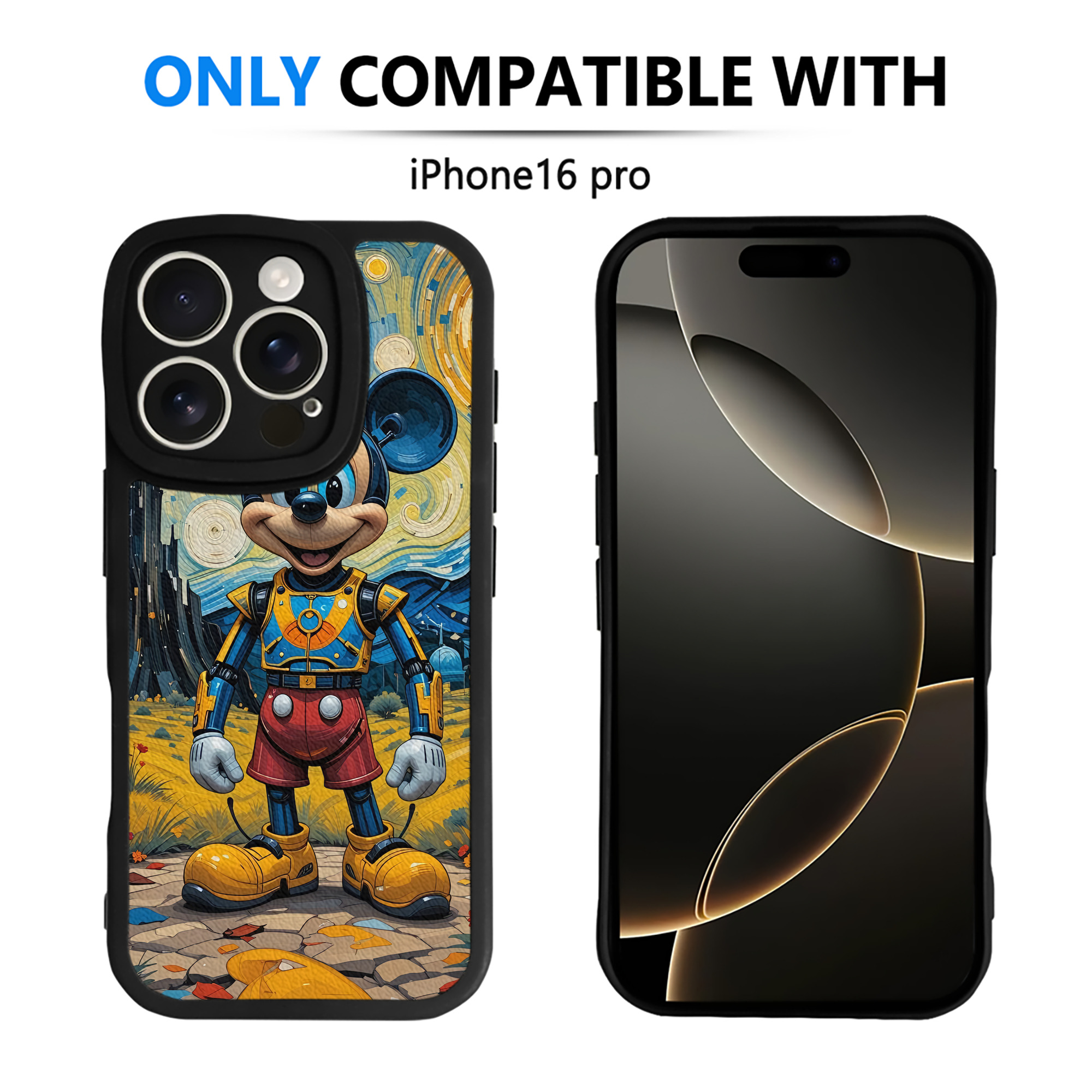 （画像用） ミッキーマウス Mickey Mouse 【iPhone 16シリーズ対応】シリコンスマホケース（レザー調） 材質：シリコン